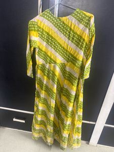 Vibrant Yellow &amp; Green Printed Kurta