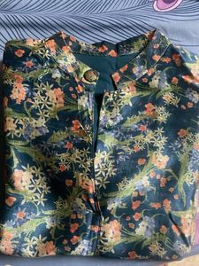 Pure Silk Floral Print Kurta