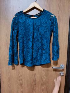 Elegant Teal Lace Top