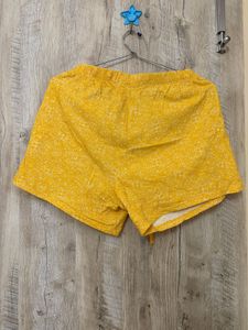 Yellow Printed Drawstring Shorts