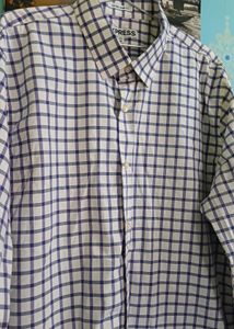 Men's Blue Checkered Long Sleeve Shirt