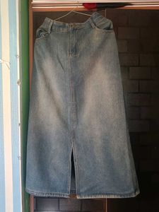 Slit Denim Aline Skirt also Green Pants As Gift