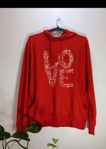 Red 'Love' Hoodie (Tshirt fabric)