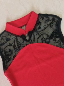 Chic Red Lace Sheath Dress