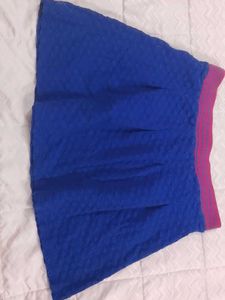 Blue Textured A-Line Skirt