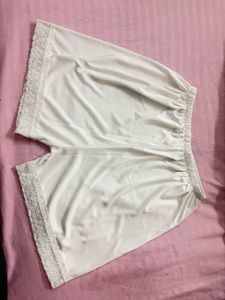 White Lace Trimmed Slip Shorts