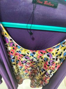 Floral Print Top w attached Cardigan