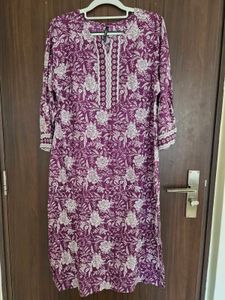 Purple Floral Print Kurta L