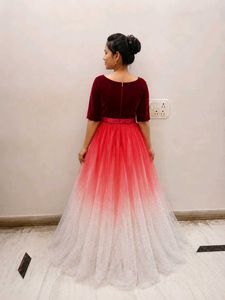 beautiful white gown with floral emblishmnent