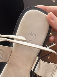 White Flat Sandals with Silver Detail