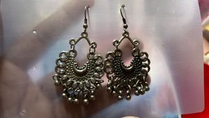 Boho Silver Jhumka Earrings