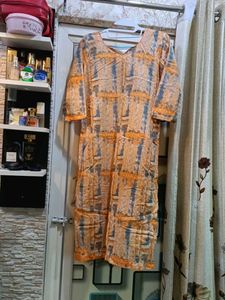 Orange & Grey Tie-Dye Kurta Pant & Dupatta Set