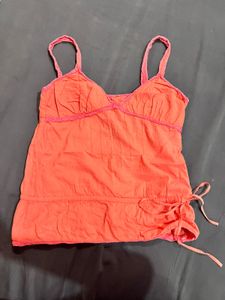 Coral Camisole Top with Pink Trim