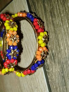 Vibrant Beaded Flower Bangles