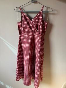Chic Polka Dot Midi Dress with back tie
