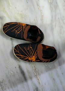 Stylish Black &amp; Orange Slip-On Shoes