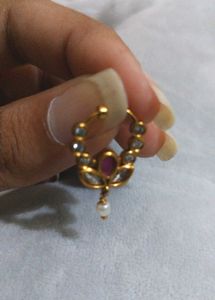 Gold-Plated Ruby & Pearl Spectrum Septum Nose Ring