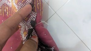 Brand New Maroon Stone Work Saree