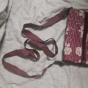 Small Zipper Purse Crossbody Maroon Slingbag Women