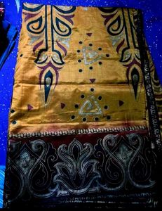 Mustard Meroon pure silk saree