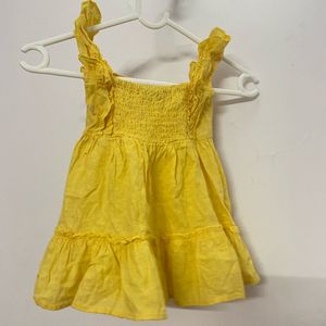 Yellow Tiered Dress with Ruffle Sleeves