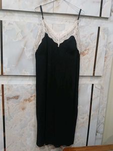 Black Lace Trim Slip Dress
