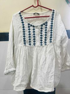 Boho White Embroidered Kurta