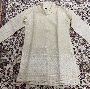 Embroidered Chikankari Kurta (White Co-ord set)