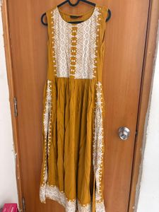 Mustard Embroidered Kurta