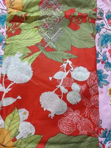 Vibrant Floral Kurta Set with Dupatta(unstitched)