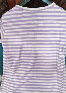 Lavender Striped Textured Tee