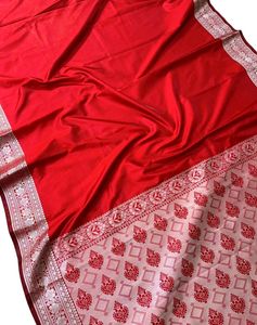 Banarsi Satin Silk Plane Saree For Women