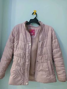 Pink Puffer Jacket with Fur Hood