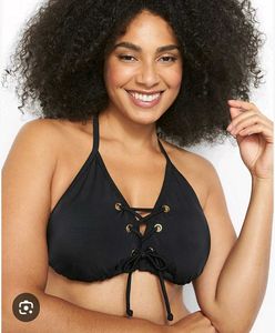 Black Lace-Up Bikini Top