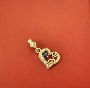 Heart Charm Pendant with Blue Stone pure silver