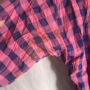 💕💜 Cute Pink &amp; Purple Plaid Checker Shirt Top