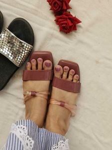 Stylish Slippers: Pink &amp; Silver slippers