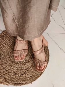 Stylish Braided Strap Block Heel Sandals
