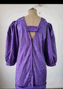 Elegant Purple Ruched Midi Dress