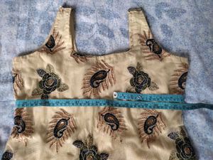 Embroidered Beige Ethnic Blouse