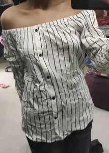 Striped Off-Shoulder Top۶ৎ
