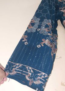 Embroidered Teal Kurta Set with Dupatta