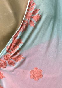 Elegant White &amp; Pink Embroidered Dupatta Scarf