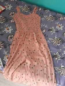 Chic Pink Floral Smocked Midi Dress