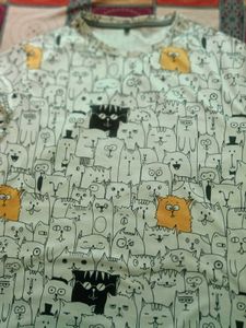 Cute Cat Print T-Shirt