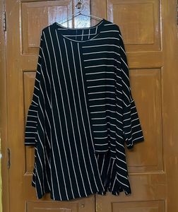 Striped Asymmetrical Tunic Top for plus size girls