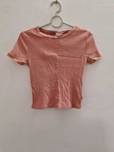 Peach Ribbed Crop Top