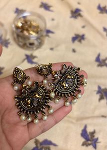 Antique Peacock Pearl Earrings