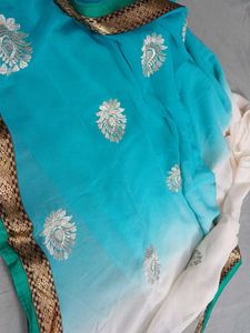 Blue and White Combination Saree Good Combinatio