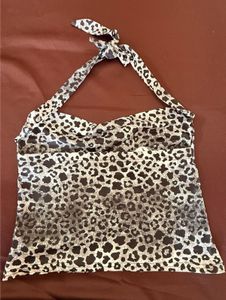 Leopard Print Halter Neck Top